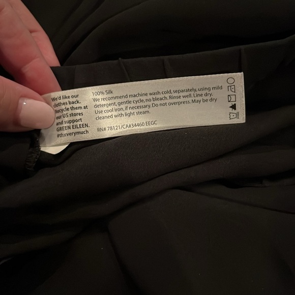 Eileen Fisher Silk Georgette Crepe Straight Pant in black | size XS - Picture 6 of 7